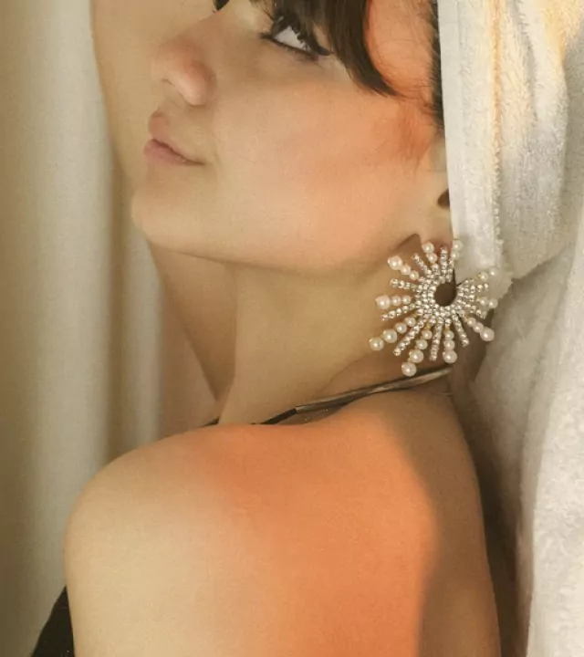 Crystal Filigree Earrings with Pearls